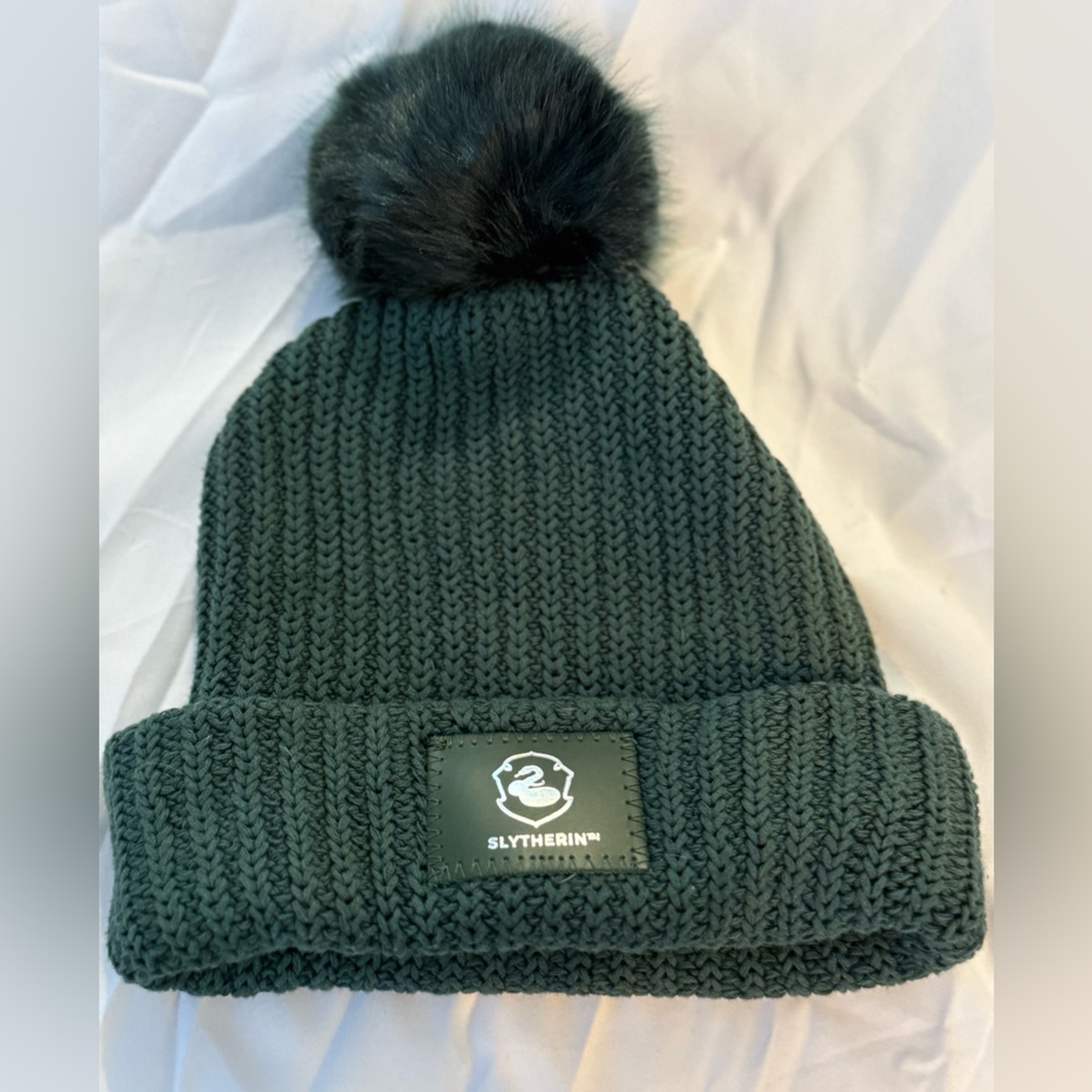 Green slitherin Harry Potter winter Pom hat